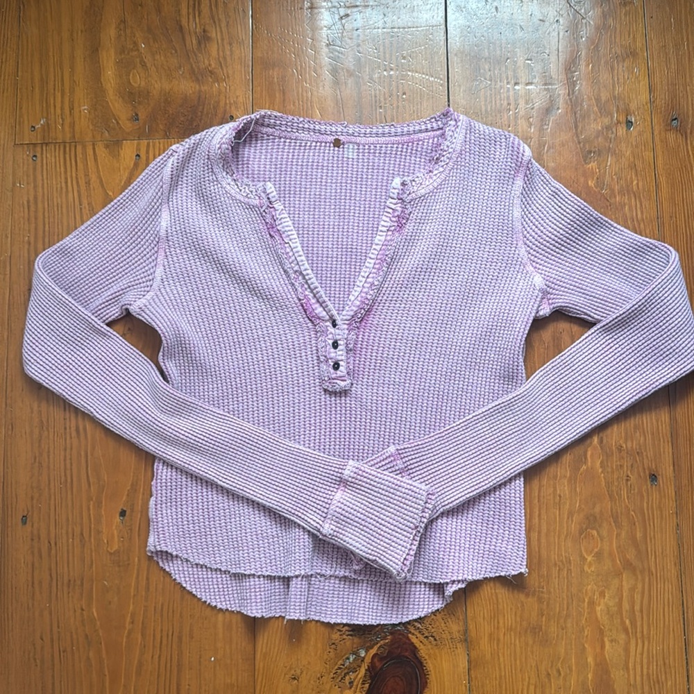 Free People waffle long sleeve top